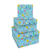 Набор квадратных коробок 3в1, MESHU "Милые зверята", (19,5*19,5*11-15,5*15,5*9см) в категории Коробки подарочные